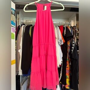 Halter Flowy Hot Pink Dress